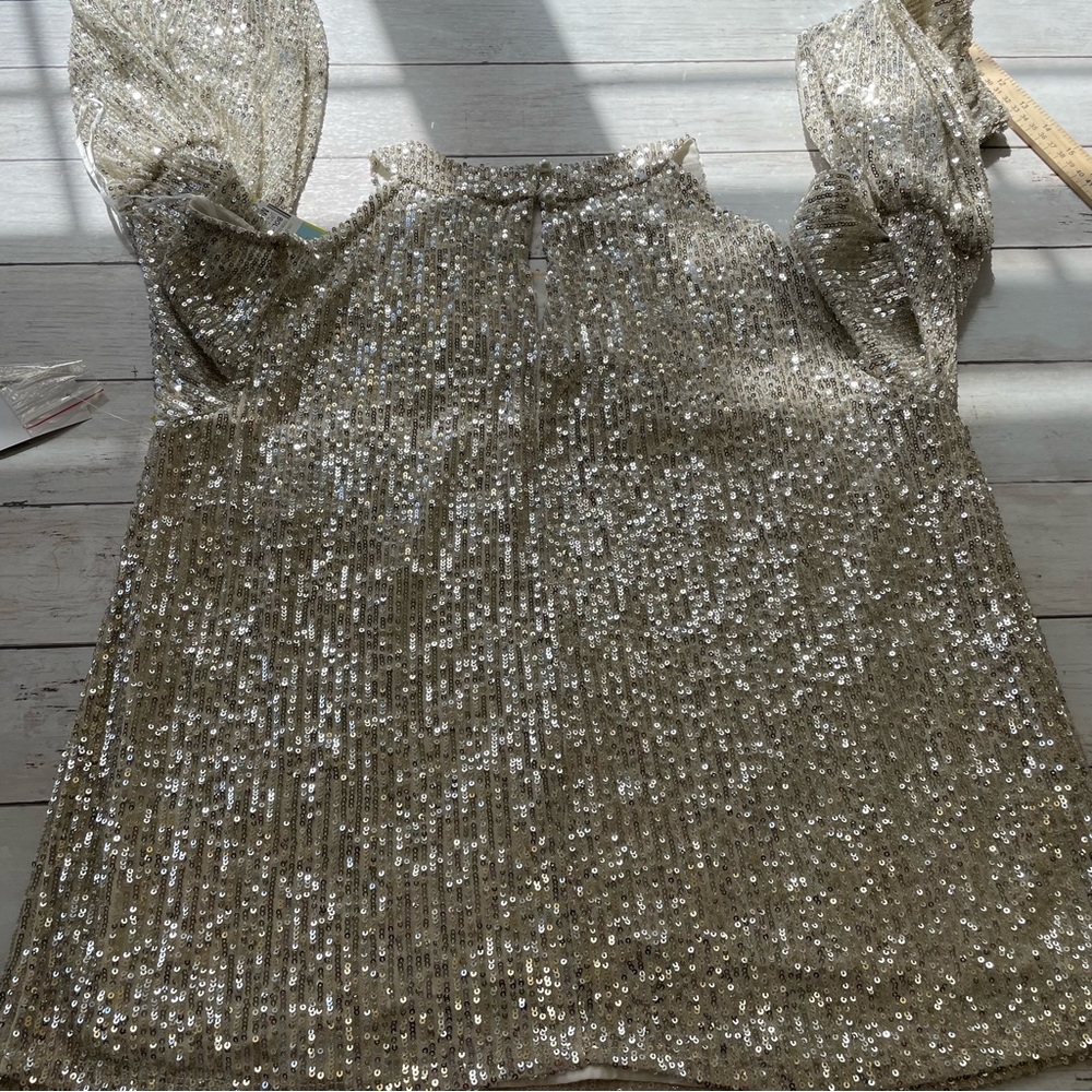 Cece Cold Shoulder Sequined Long Sleeve Women Blouse Top Size L - Picture 5 of 8